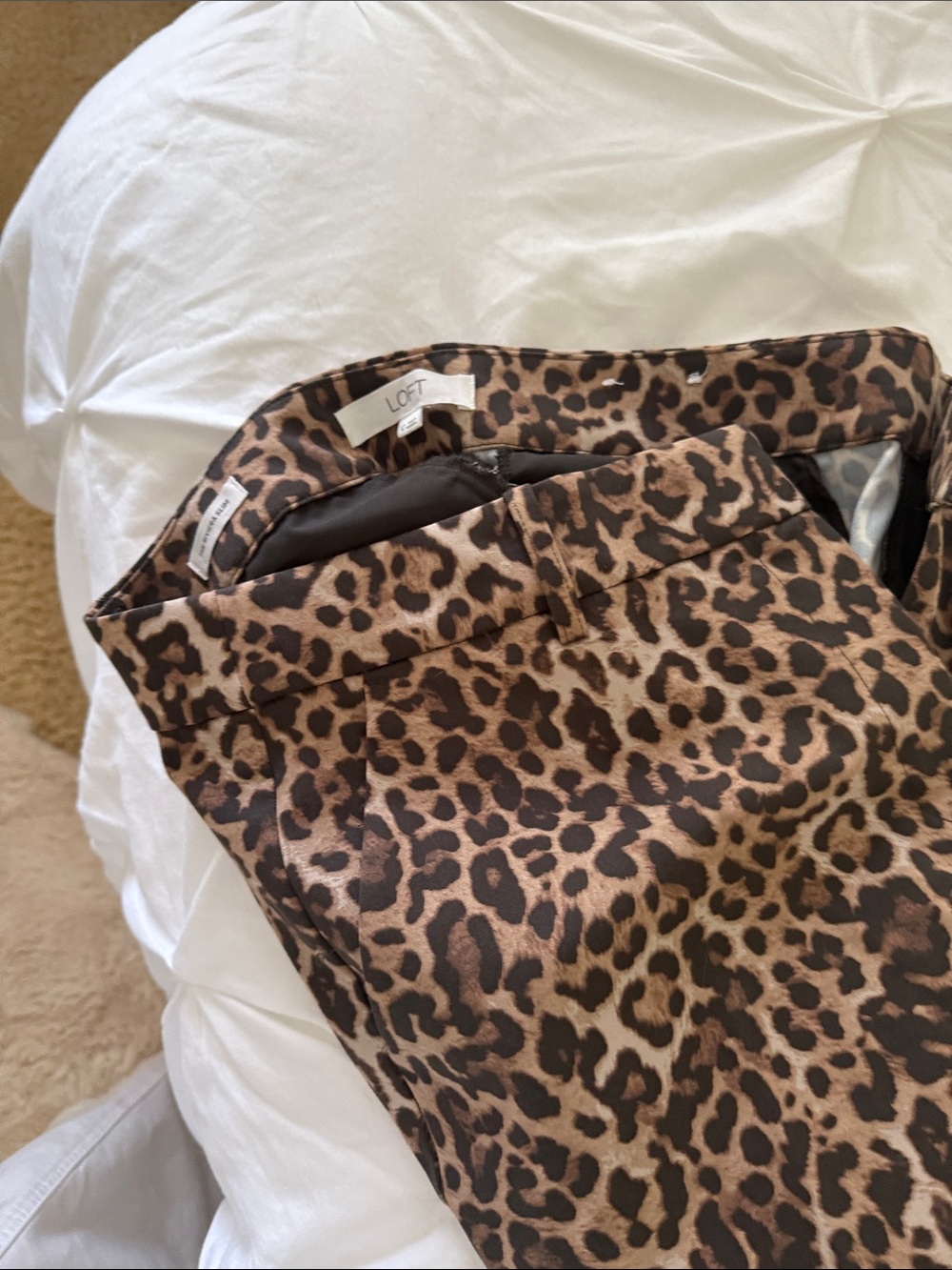 LOFT Leopard Print Straight Leg Jeans - Brown/Black